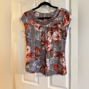 Daniel Rain Floral Women's Top - Red and Gray